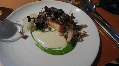 Pan-Roasted Salmon with Hen of the Woods Mushrooms and Horseradish